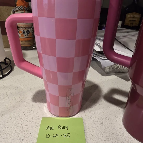 Pink Checkered Tumbler and Stanley Mug Set - Picture 4 of 5
